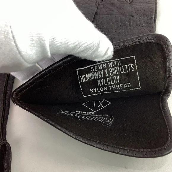 Vtg Cranbrook Leather Gloves Men's XL Dark Brown, Non-Lined - Picture 5 of 7